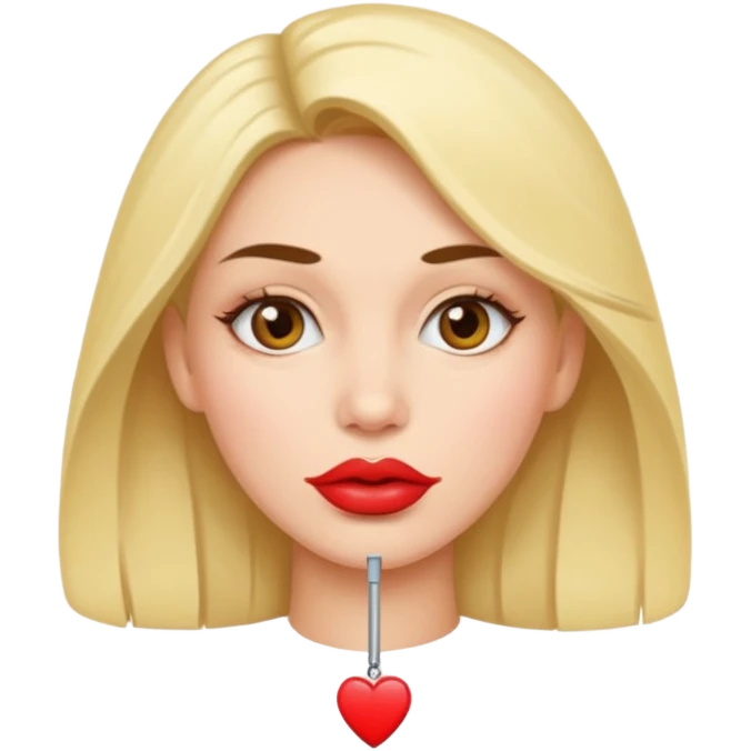 woman having pin on the lips emoji