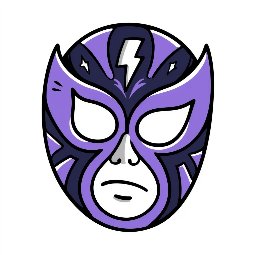 A hand-drawn purple and blue luchador wrestling mask with decorative patterns emoji