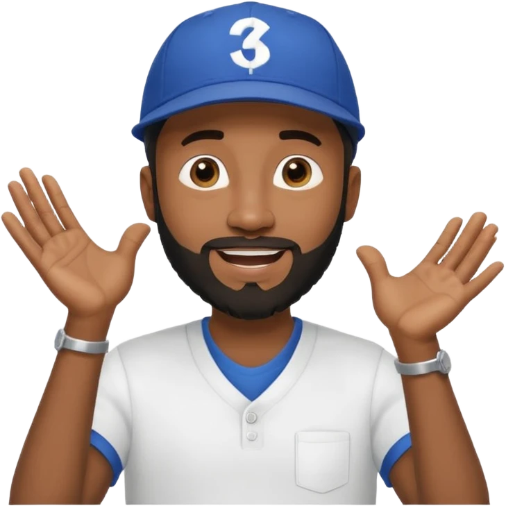 BLACK MAN WITH LOW CUT BEARD AND A BALL CAP SAYING WHO CARES?! MOTIONING HANDS  emoji