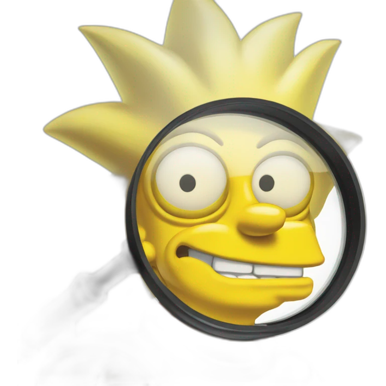 Bart Simpson looking through one magnifying glass emoji