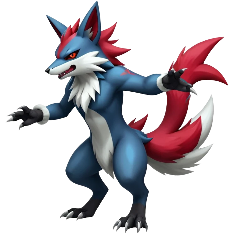Shiny Epic Badass Zoroark-Zangoose-Zeraora-hybrid (Full body) emoji