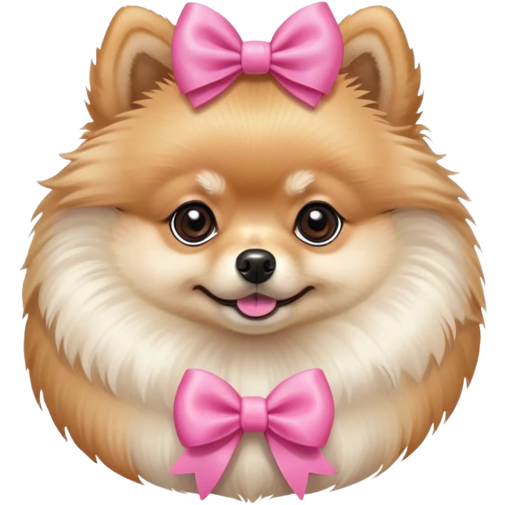 pomeranian dog with pink bow emoji