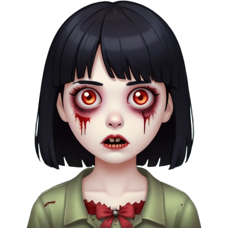 girl zombie with black hair and bangs emoji