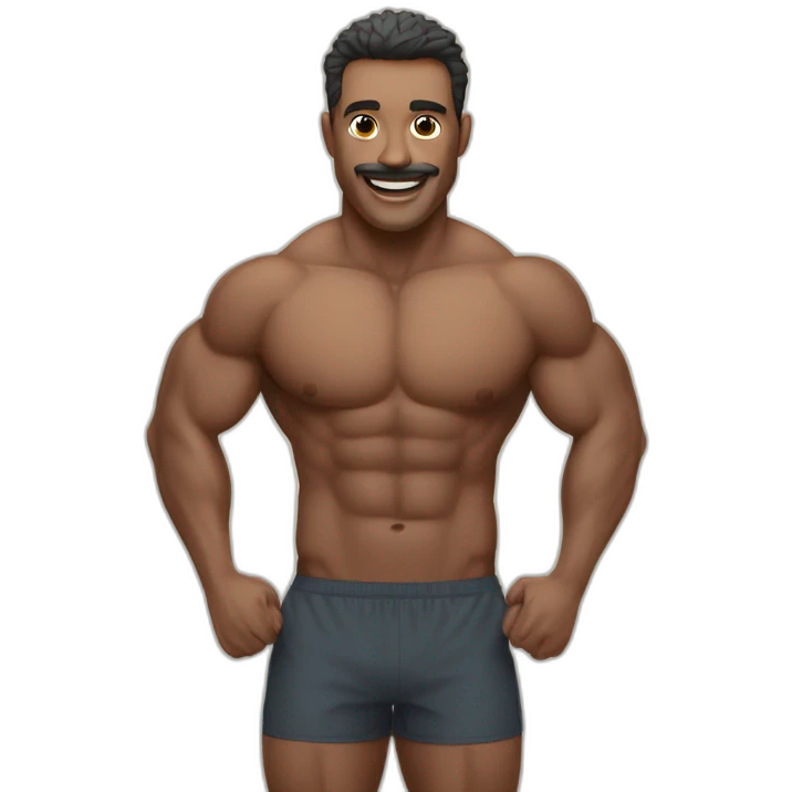 hombre con buen fisico entrenando en el gimnasio emoji