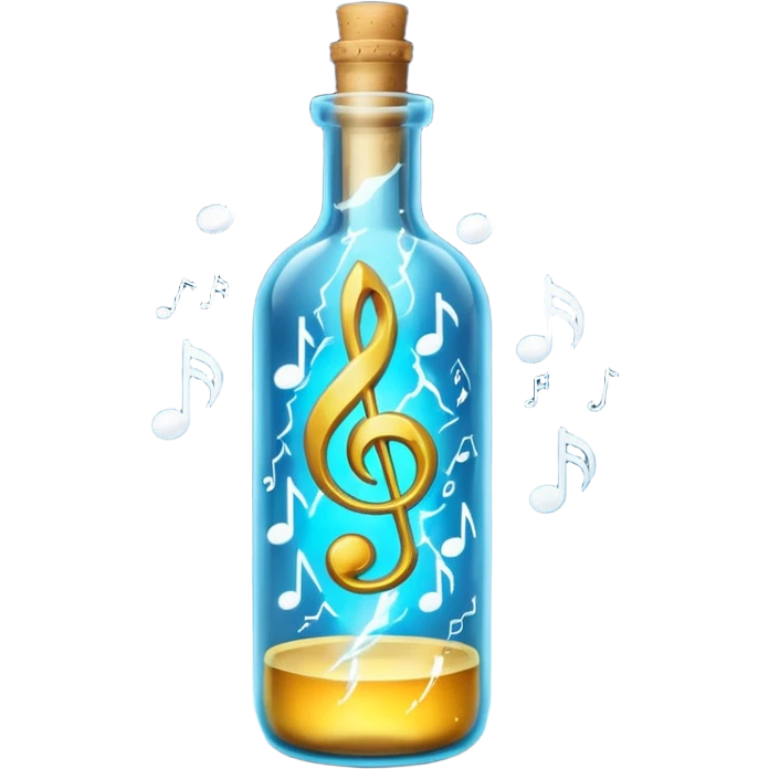lightning bolt and musical notes in a bottle  emoji