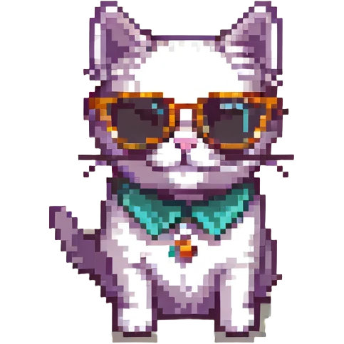 cat wearing sunglasses, retro and playful emoji