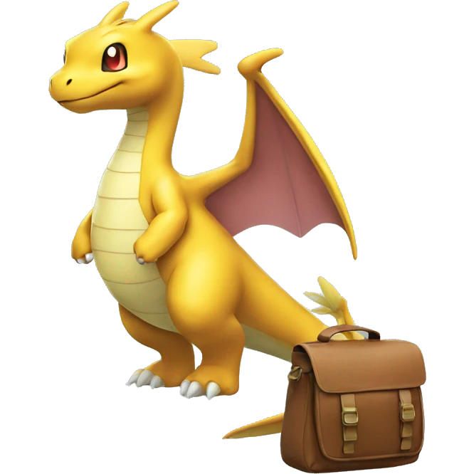 Pokemon #149 Dragonite with messenger bag  emoji