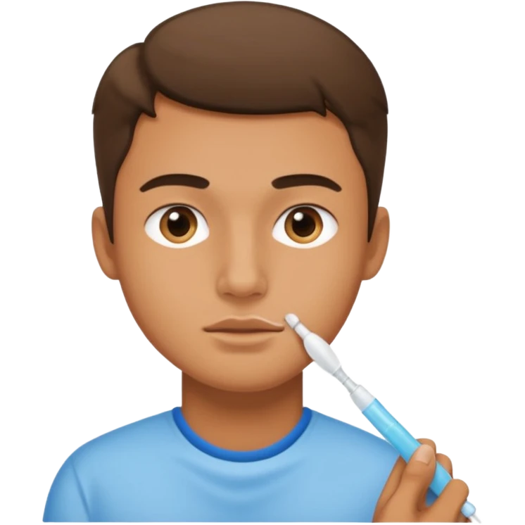 cheek swab for young man, emoji