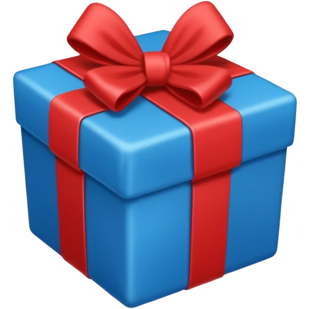 Cadeau rouge et bleu et avec écris dessus : cadeau à la clé  emoji