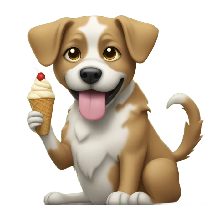 Dog eating ice cream under a tree emoji