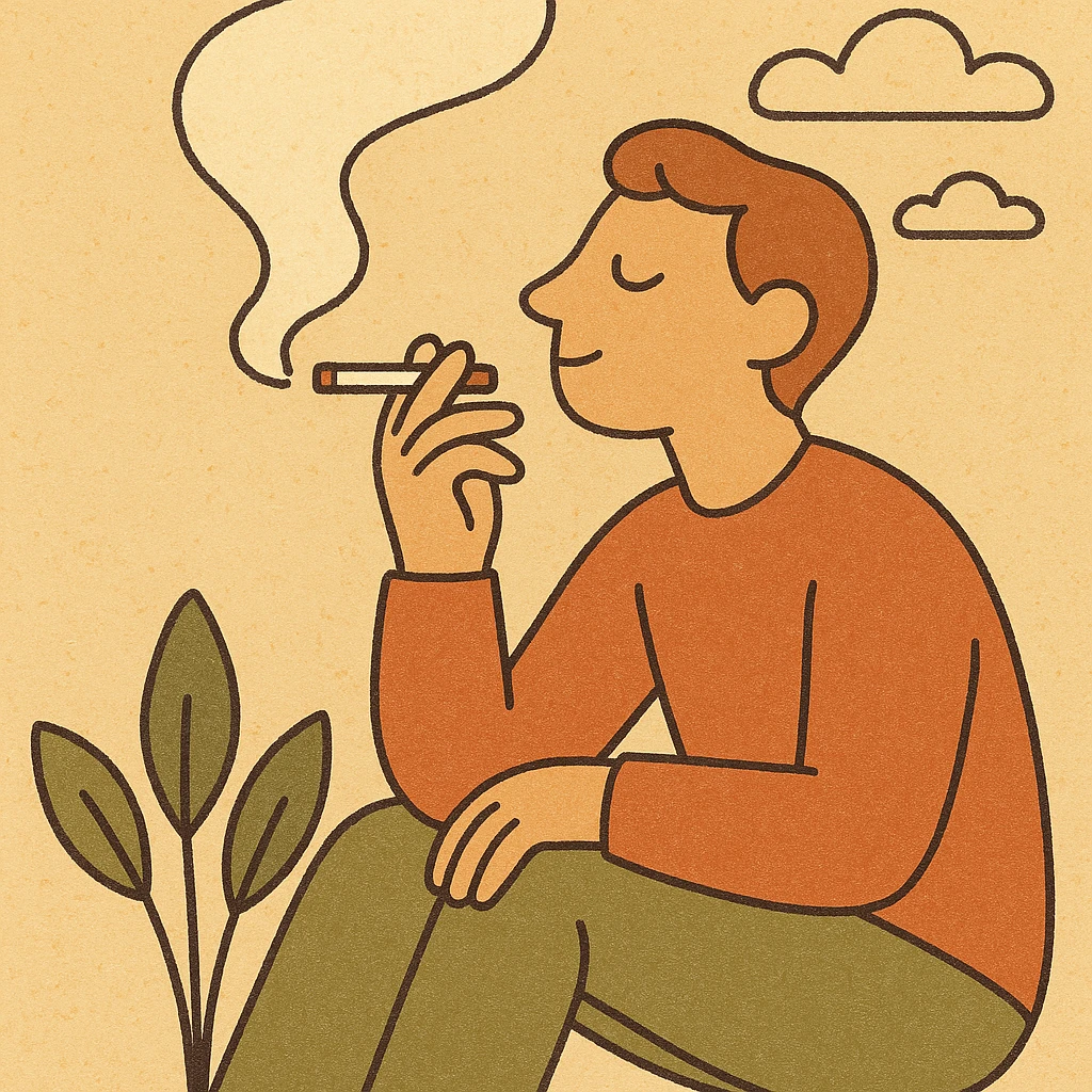 person smoking, relaxed pose, minimalistic style, warm colors emoji