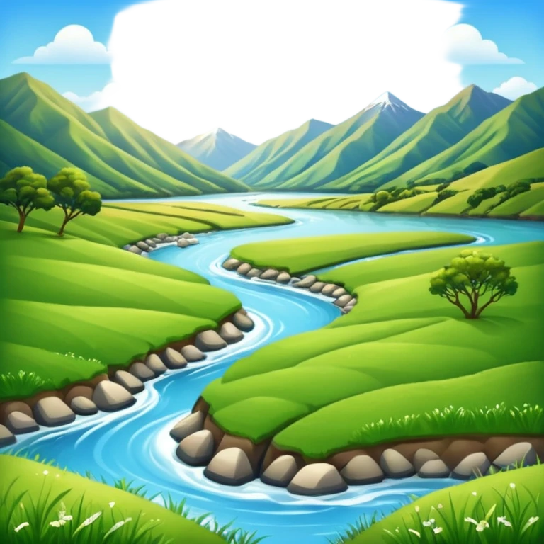 new zealand summer valley with a river and sunshine emoji