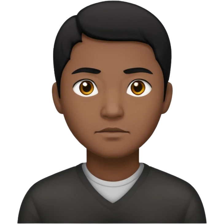 Dark Asian man with black hair black eyes emoji