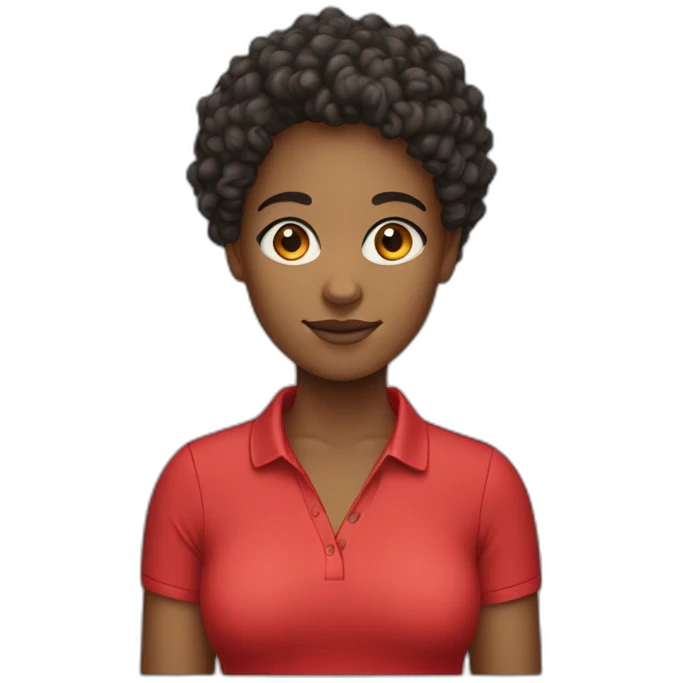 Light skinned Black girl with short curly hair and a red polo shirt emoji