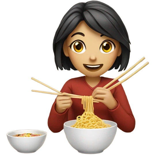 girl eating noodles emoji