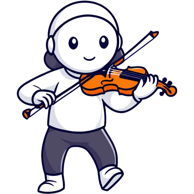 A character playing the violin emoji