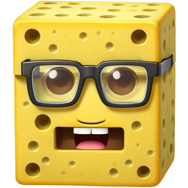 sponge with buck teeth and glasses wearing a Minecraft shirt emoji
