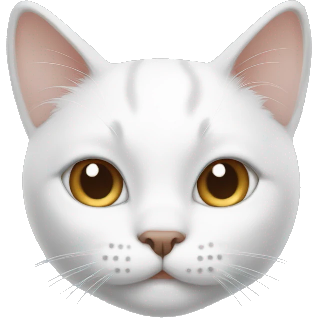 White cat with one brown ear and one white ear emoji
