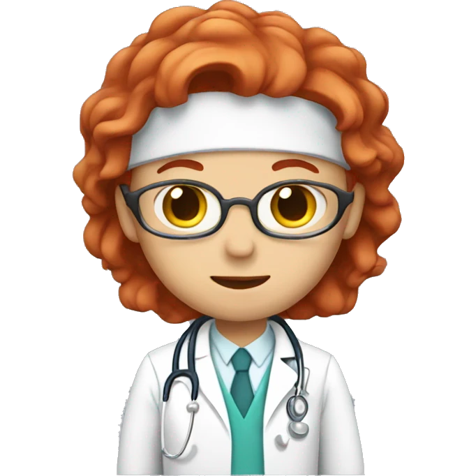 doctor with red hair, medicine emoji