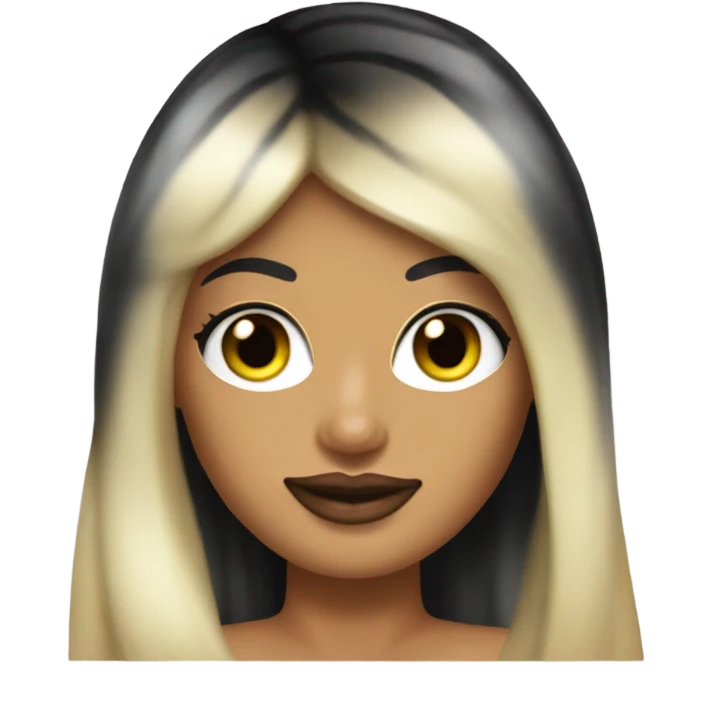 Tanned woman with long black hair, dressed in y2k Paris Hilton hair, makeup, and neon attire emoji
