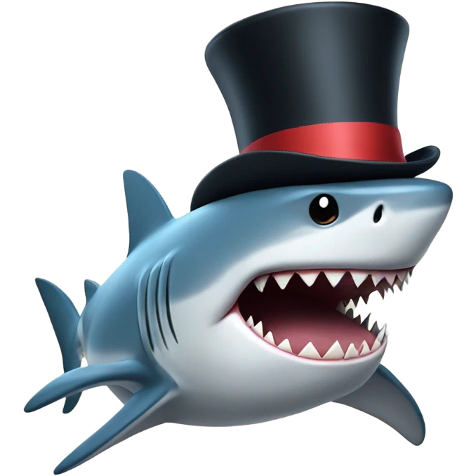 Shark with a top hat emoji