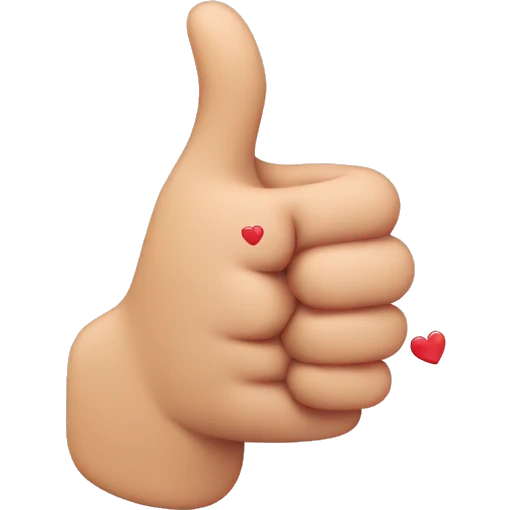 a thumb up with hearts emoji