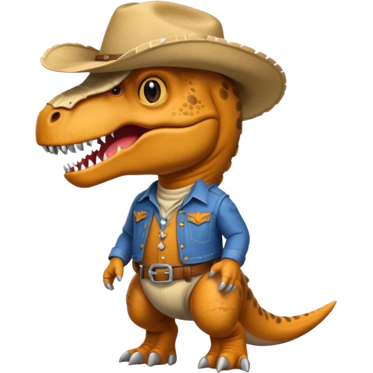 trex dinosaor with cowboy helmet with cowbot clothes emoji