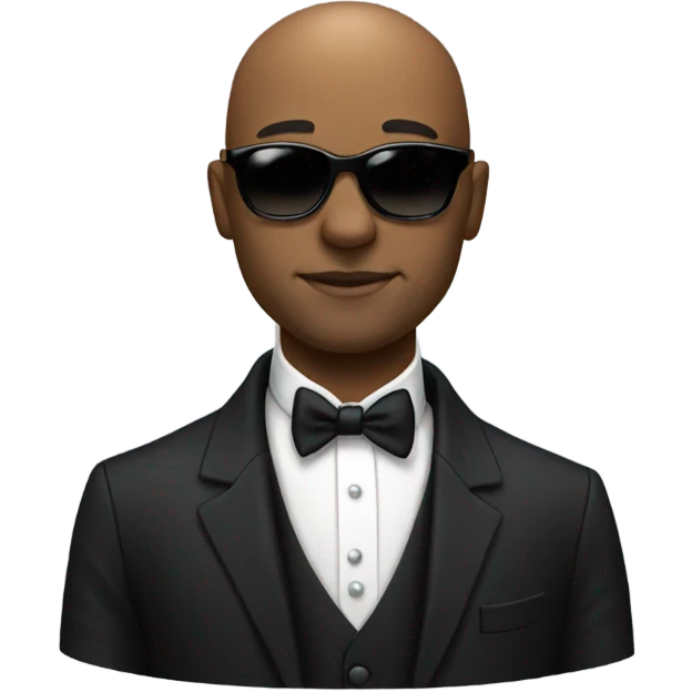 Black bald man with sunglasses in tuxedo  emoji