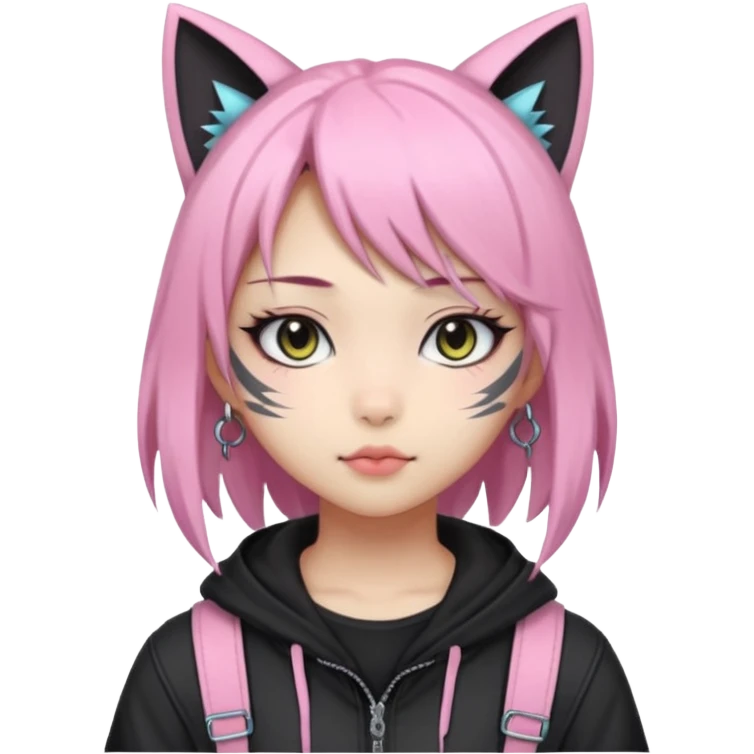 Edgy Asian Kawaii Cute Cool Pastel Cartoon Beautiful Elegant Pretty Anime Punk Techwear Gothic Catgirl emoji