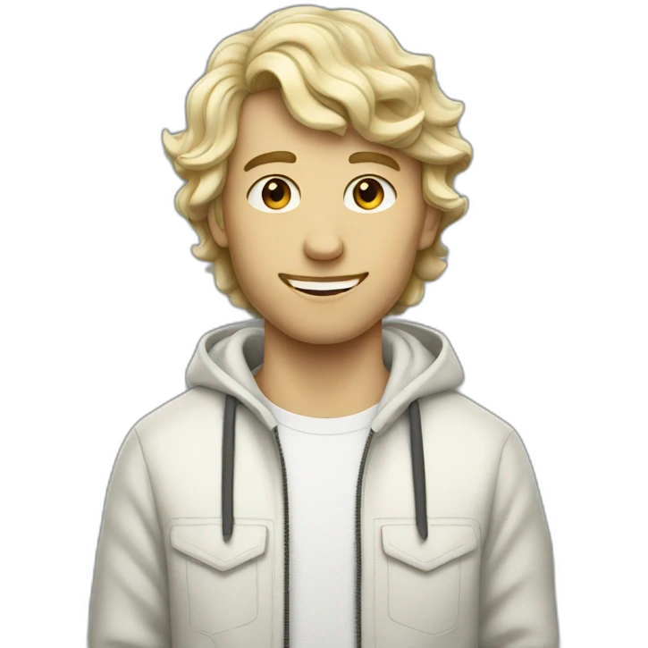 White with short wavy hair skater guy emoji
