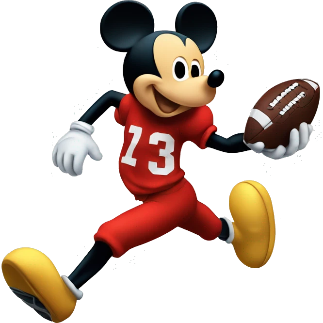Mickey Mouse running with a football in his hand emoji