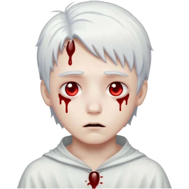 ghost boy face with blood tears emoji
