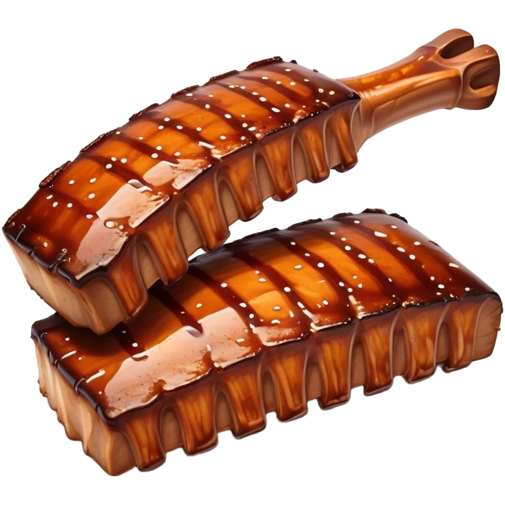 cinematic-realistic-barbeque-ribs-dish-emoji,-depicted-as-succulent,-slow-cooked-ribs-with-a-sticky-smoky-glaze-rendered-with-rich-textures-and-dynamic,-appetizing-lighting. emoji