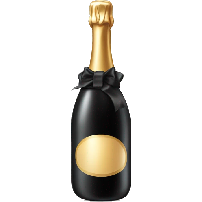 Champagne black bottle with black bow emoji