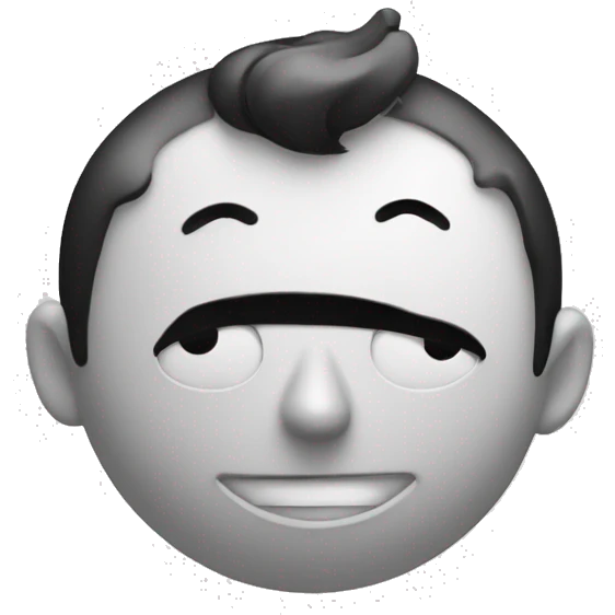 , a black and white cartoon guy with pointy ears made out of ink with a giant ink machine emoji