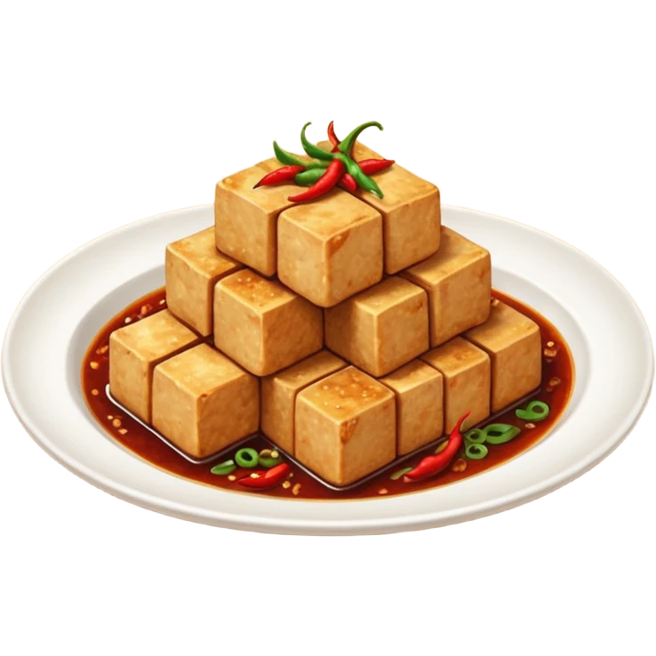 fried crispy tofu with chili on the plate emoji