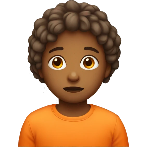 sad child in a bright orange clothes emoji
