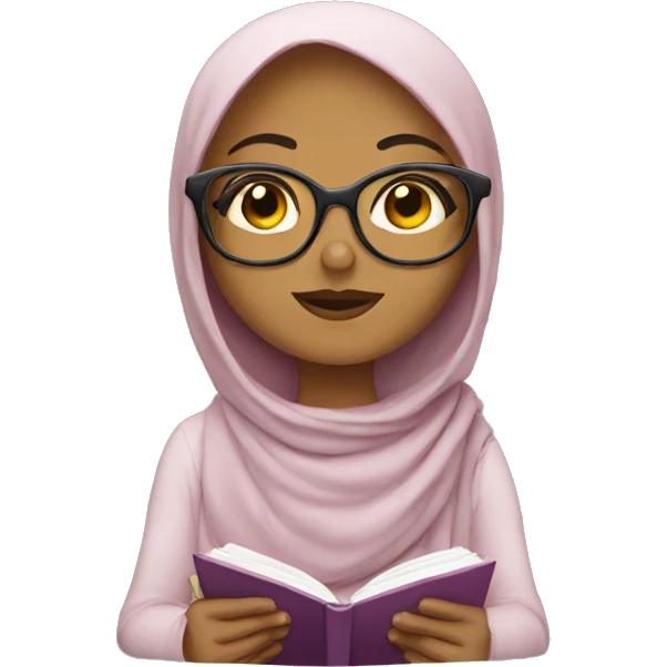 Muslim-girl-reading-with-glasses emoji