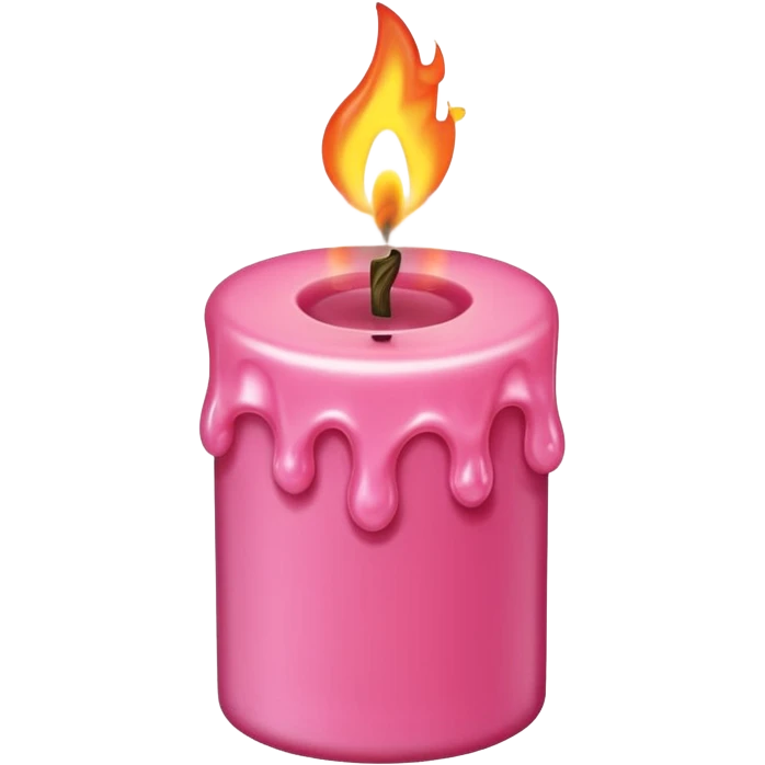 Draw a pink candle with a flame on it that looks 5 degrees tilted from a bird's eye view. emoji