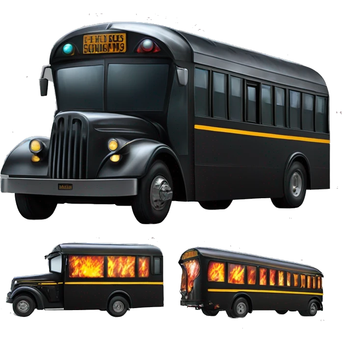 Darth Vader’s armored 1936 school bus with holographic horizontal flames  emoji