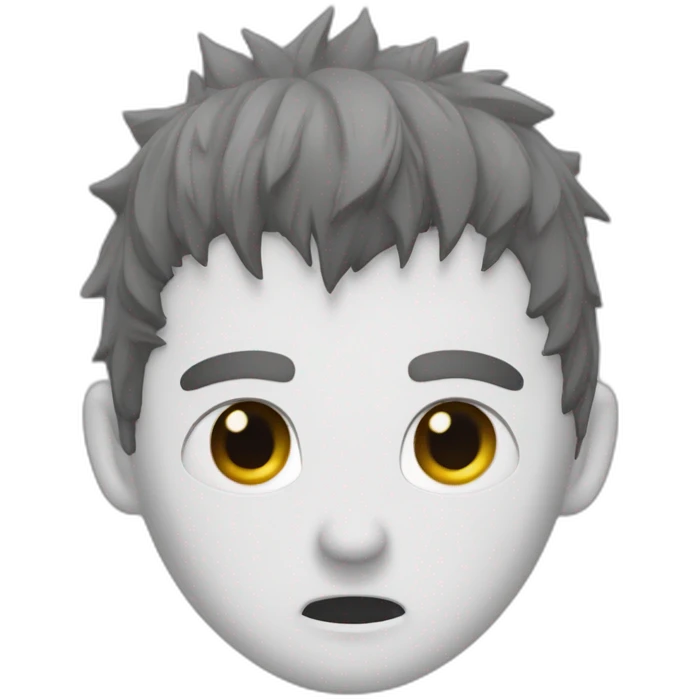 Guts berserk scar over his right eye. White streak in his hair.  emoji