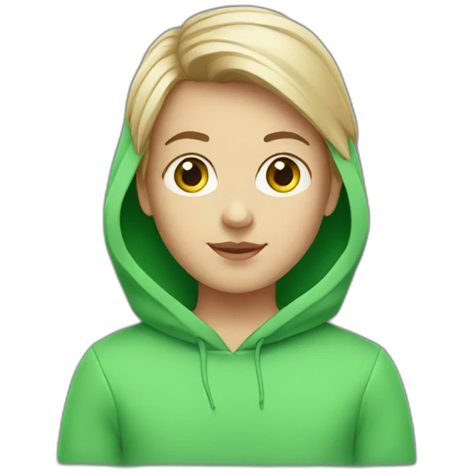 White-Girl-with-boy-haircut-and-green-hoodie emoji