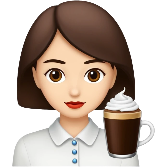 Koyu kahverengi kelebek model saçları olan buğday tenli bir kız emoji