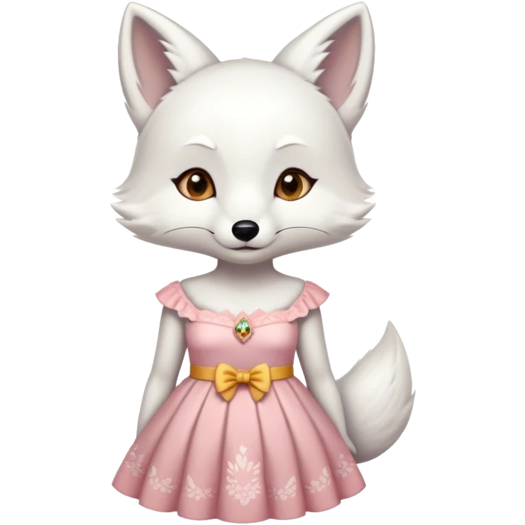 Cute White fox wear dress emoji