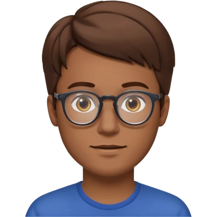 a man in his early 20s wearing glasses for a tech company, extroverted, brown hair emoji