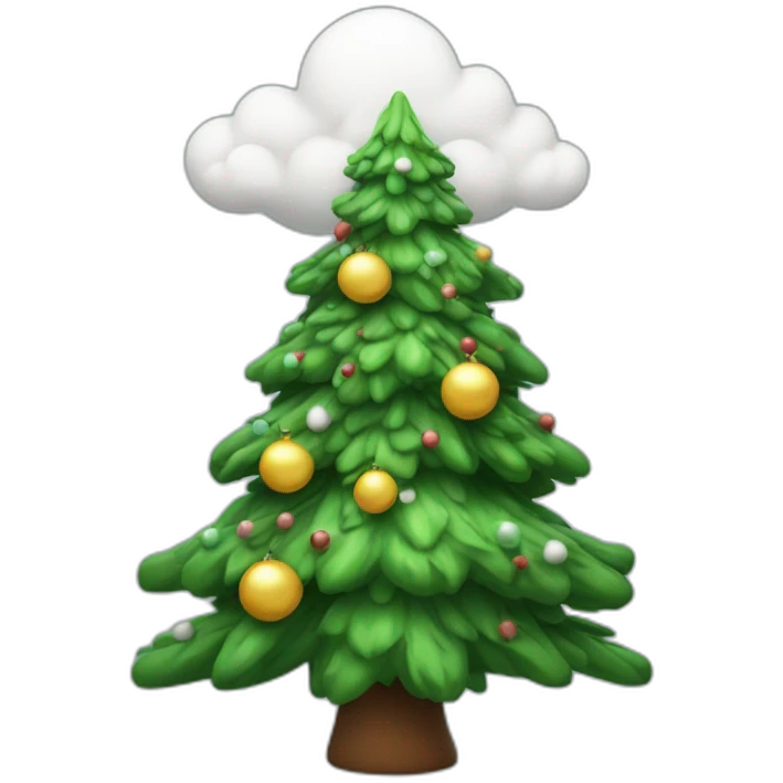 cristmas tree with cloud shaking it emoji