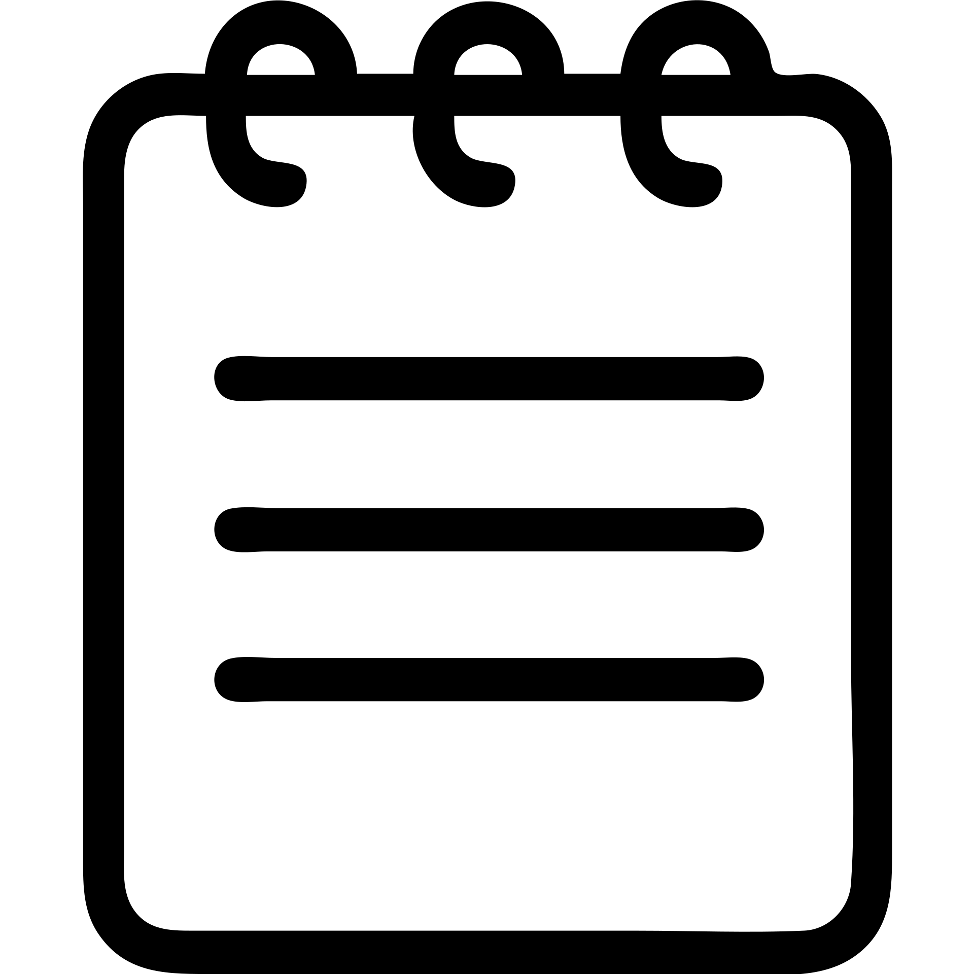 minimalistic bold black-and-white icon of a simple notepad with three horizontal lines as list items, clean geometric lines, square, flat, no gradients, inspired by Netflix UI, vector style, suitable for dark and light mode emoji