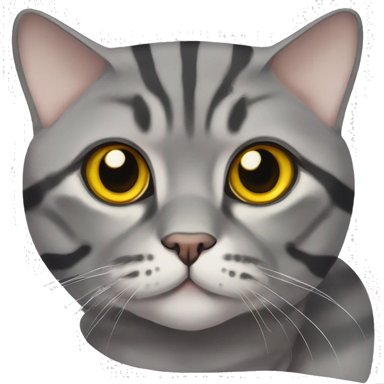 Scottish fold-eared grey striped cat with yellow eyes emoji