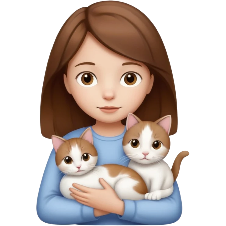 small girl with brown hair holding a white cat emoji