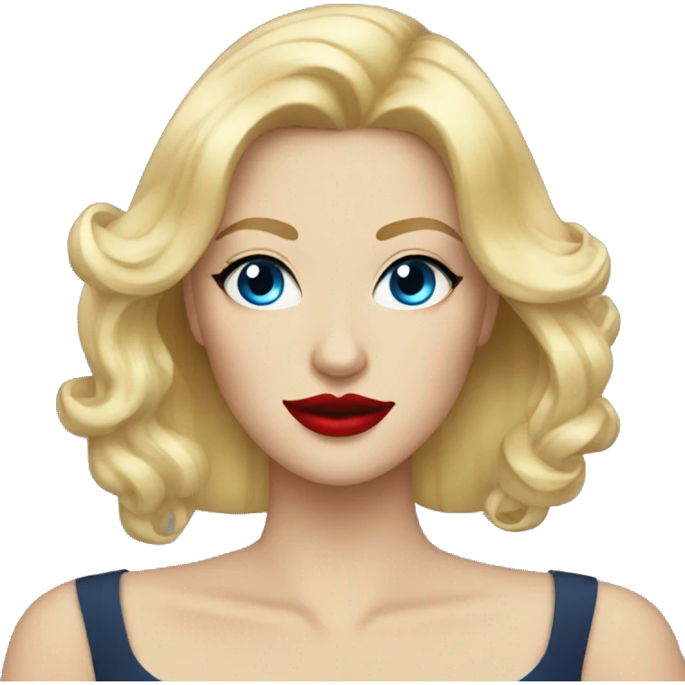 blonde hair blue eye woman with red lipstick emoji
